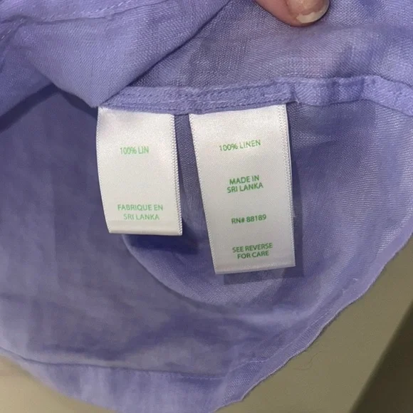 Lilly Pulitzer Purple Mandarin Collar Blouse with 3/4 Sleeves - Picture 2 of 3